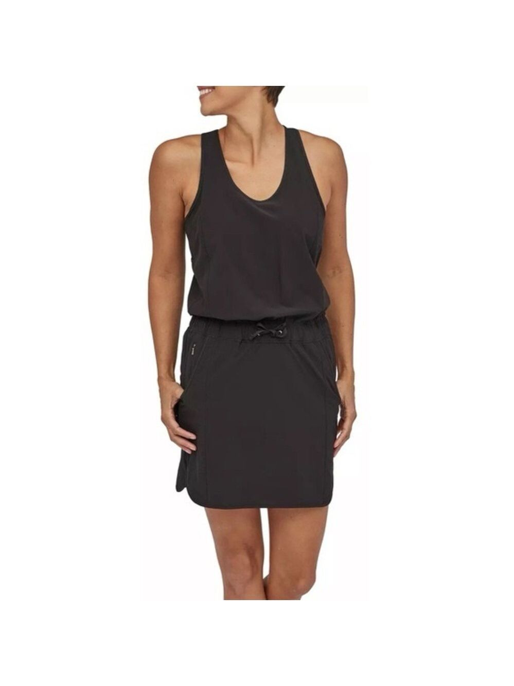 Patagonia Black Fleetwith Drawstring Mini Dress